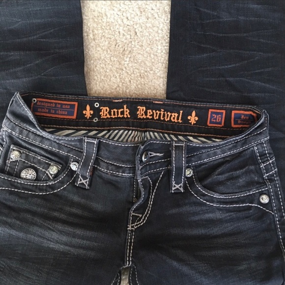 NWOT -Rock Revival Charcoal Dark Gray Washed Jeans - Picture 2 of 8